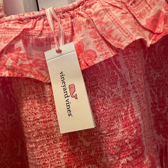 NWT VINEYARD VINES SMOCKED RUFFLE DRESS SIZE M CORA TILE MEDIUM - Picture 4 of 11